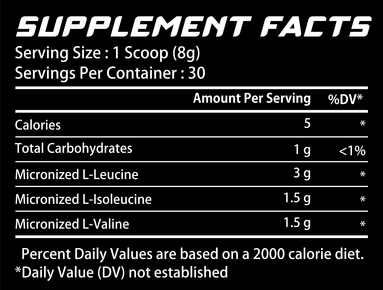 BCAA Supplement Facts