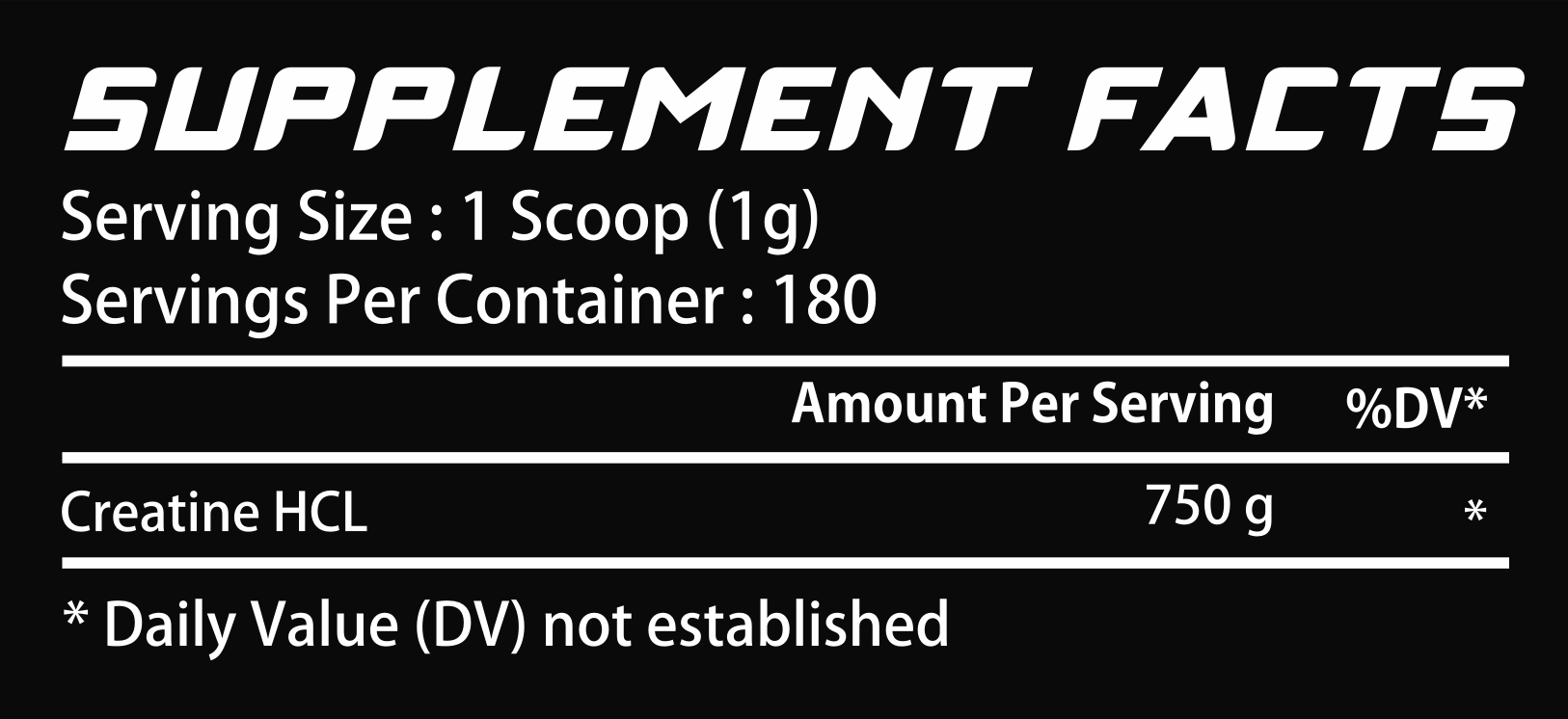 Creatine HCL Supplement Facts