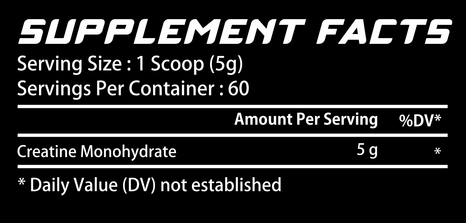 Creatine Monohydrate Supplement Facts