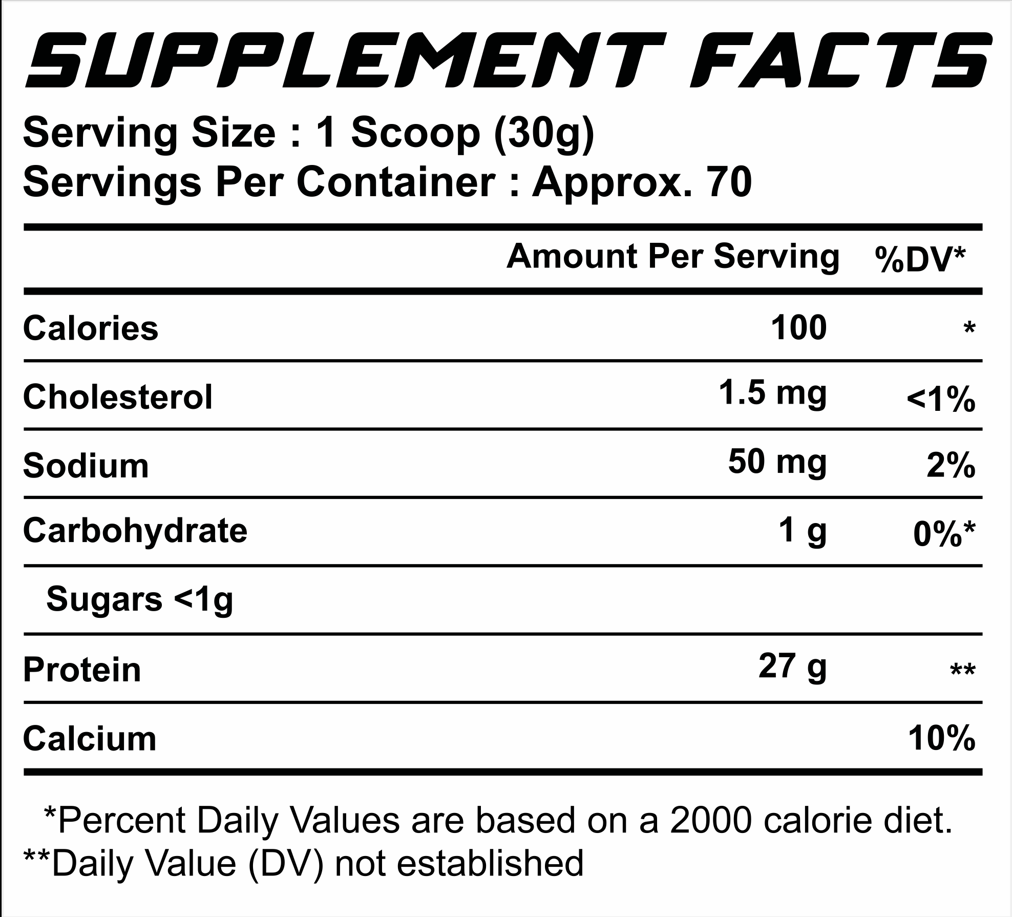 Whey Isolate Supplement Facts